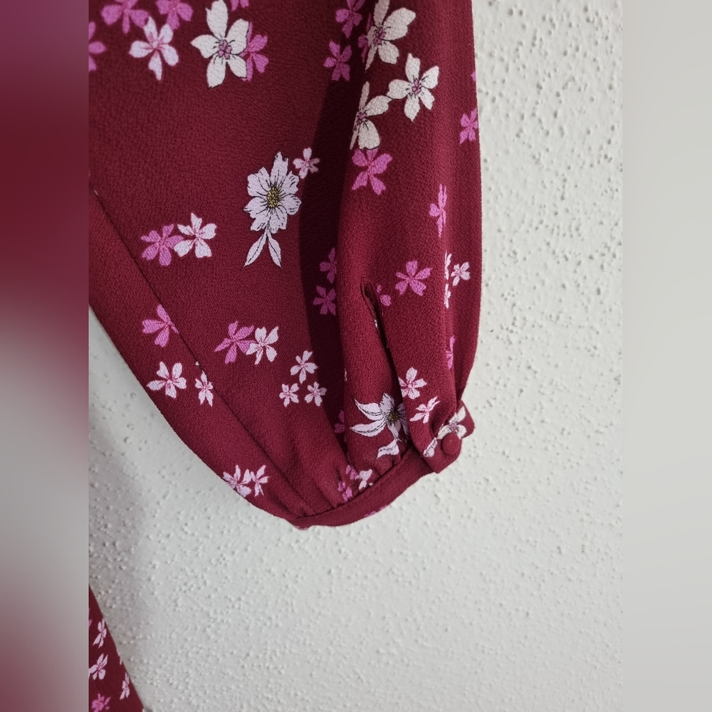 Maggy London Petite Dress Red Floral Printed Midi, Size (14P). - Picture 6 of 10